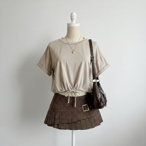 Bluenotes Beige Boxy/baggy Drawstring Tshirt